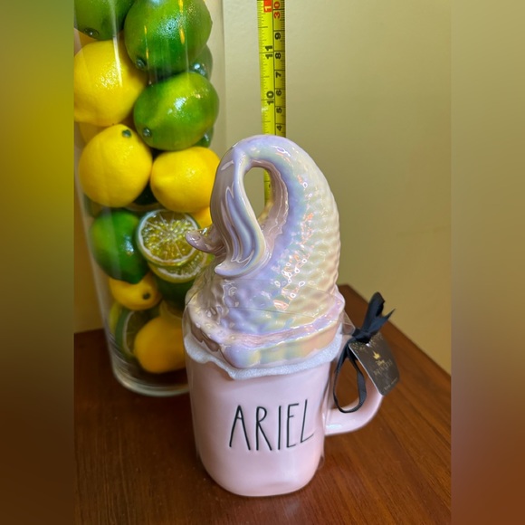 Rae Dunn Ariel …Double Sided Mug - With Mermaid Iridescent Topper - N w/o T - Picture 7 of 8